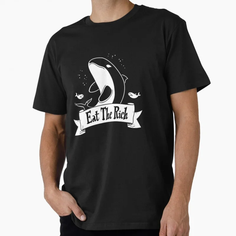 

Eat the rich - orca yacht attack Funny Gift t shirt for man Large size Tops S-6XL 100% cotton printed men's clothes