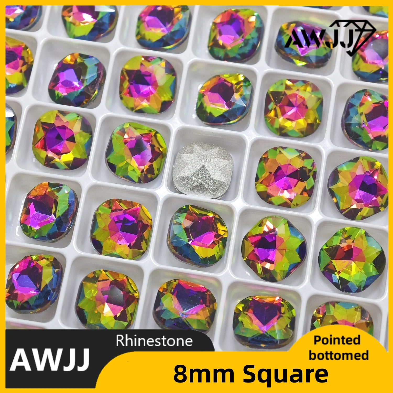 최고 품질 레인보우 드롭 하트 나비 혼합 모양의 뾰족한 바닥 장식 보석 그라데이션 다채로운 네일 쥬얼리 액세서리