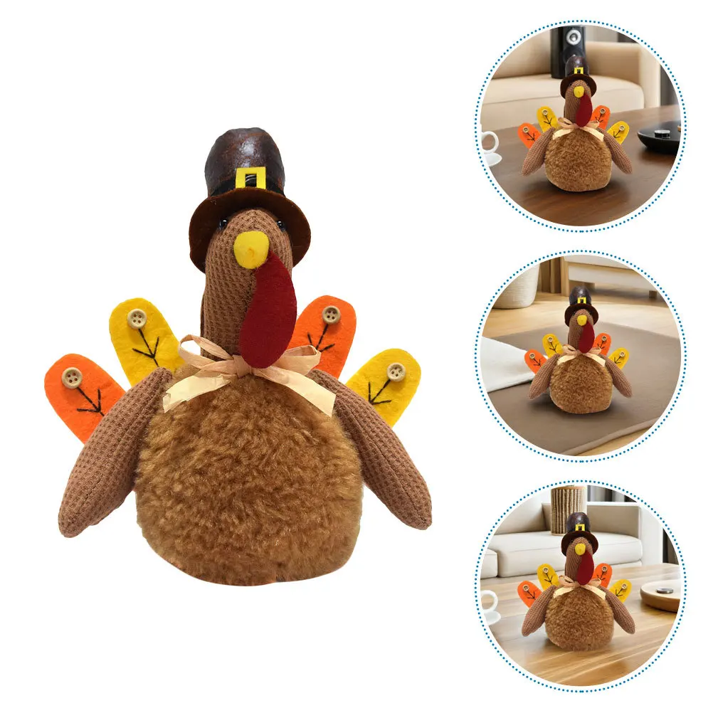 

Turkey Stuffed Animal Standing Tabletop Decoration For Thanksgiving Harvest Festival Home Kitchen Decor Child Friendly