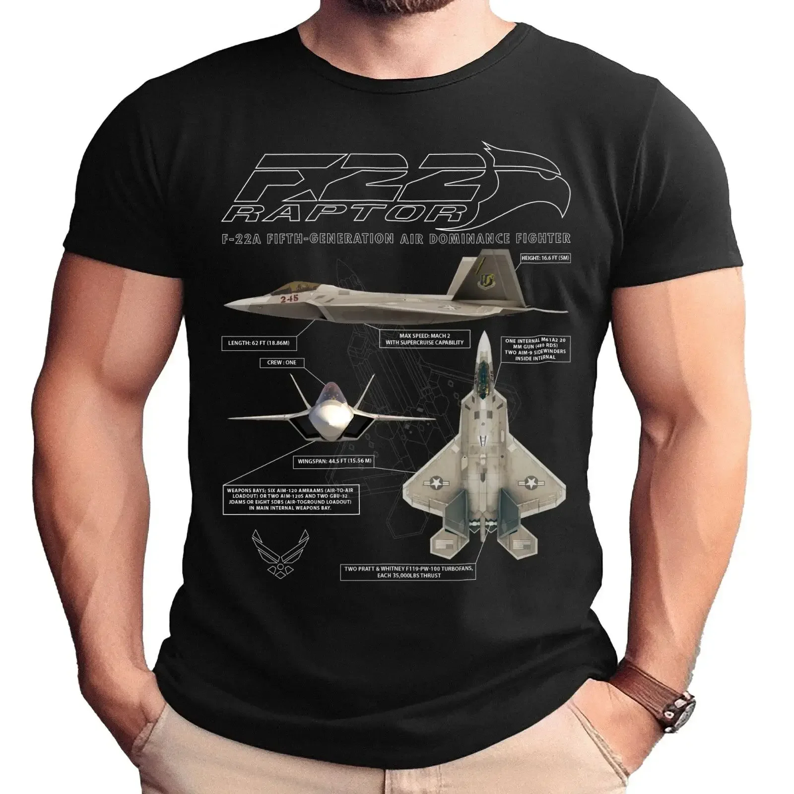 F 22 Raptor Schematic Design T Shirt vintage Washed Top For Everyday Wear Comfortable Stylish streetwear Unisex Versatile