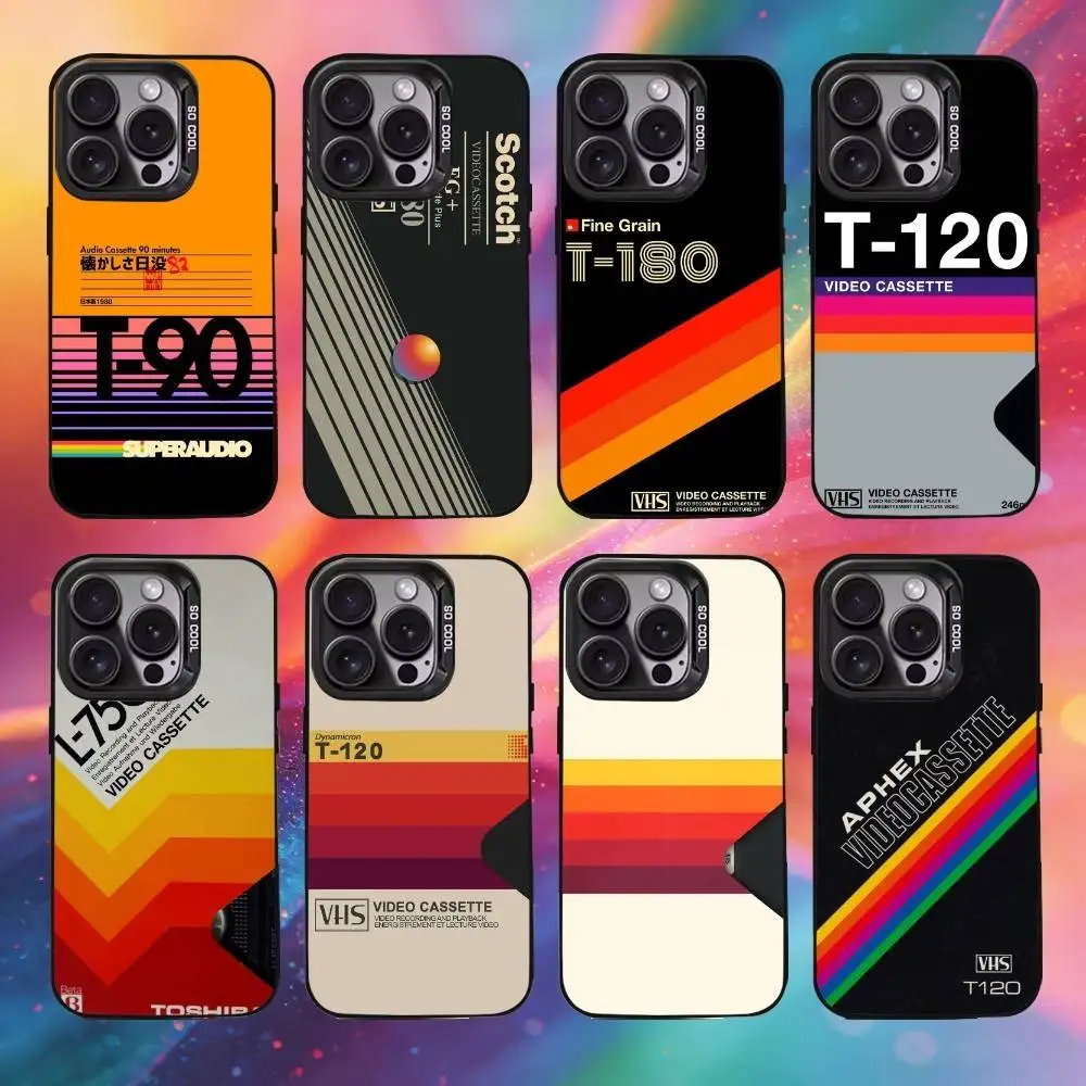 

Retro Video Tape Cassette Phone Case For iPhone17, 16,15,14,13,12 Pro Max Black Candy Matte Shockproof Cover