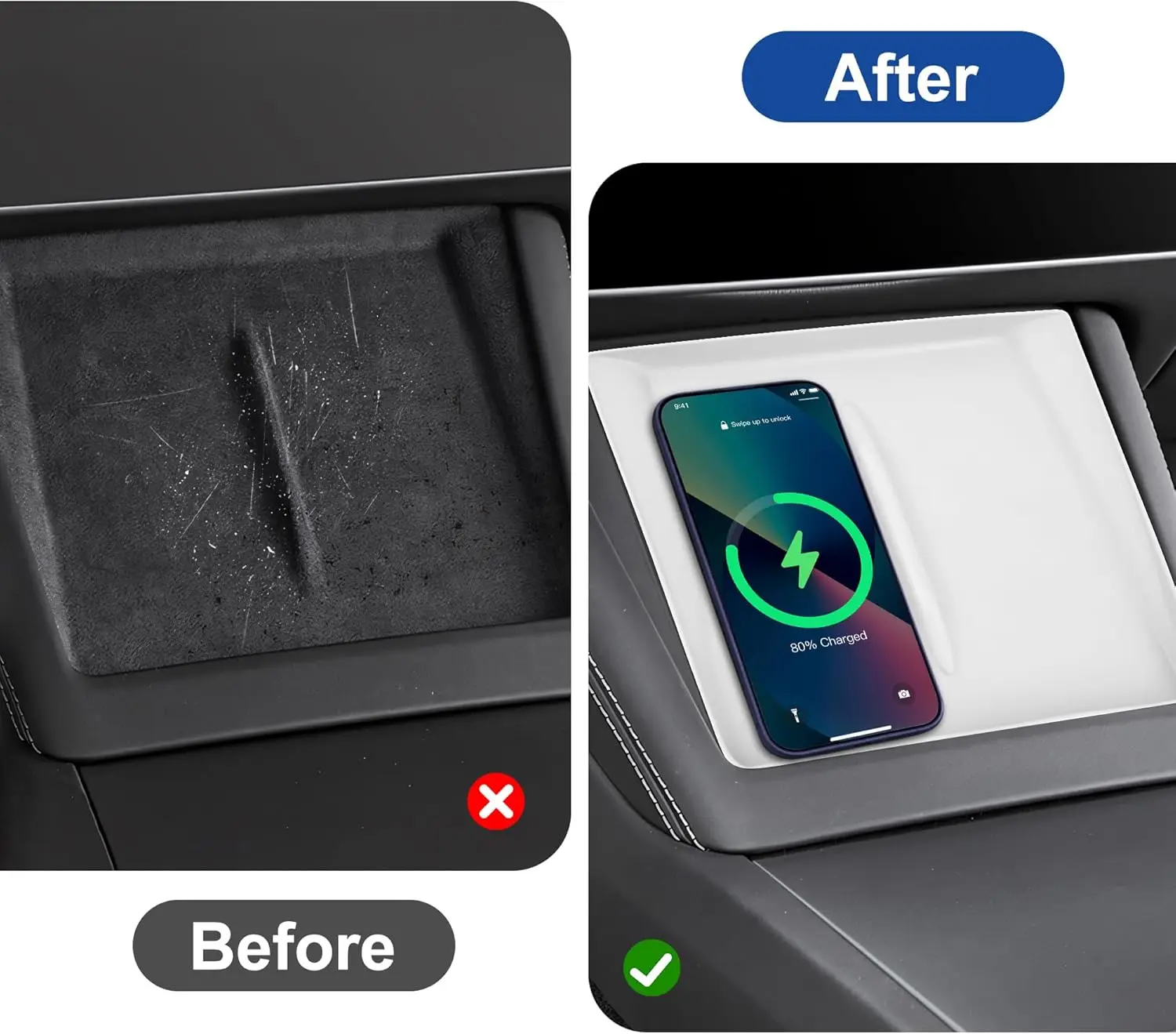 Center Console Silicone Mat for Tesla Model Y Juniper Model 3 Highland Wireless Charger Mat Refresh Non-Slip Design 2026