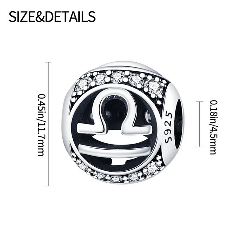 Twelve Constellation Beads 925 Sterling Silver Aquarius Leo Charm Beads Fit Original Bracelet Diy Jewelry Women Birthday Gifts