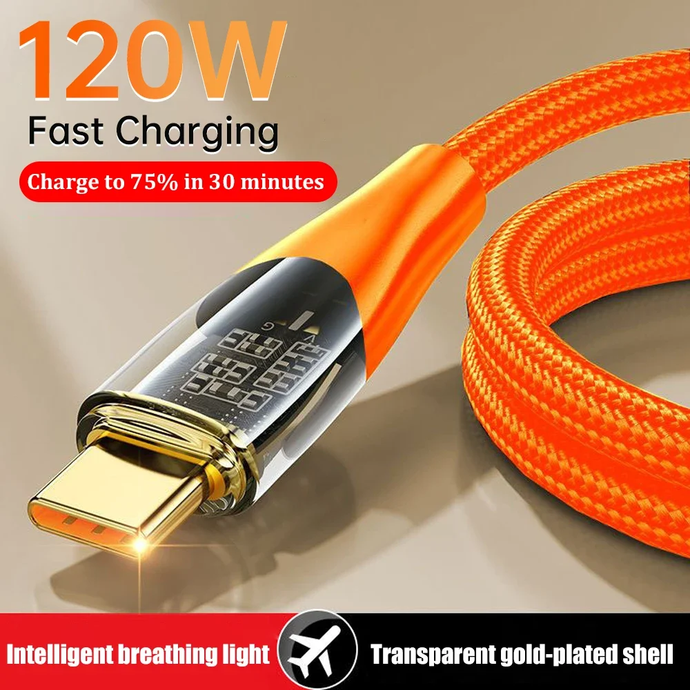 120W 6A USB C Kabel Super Schnelle Ladekabel Telefon Ladegerät Draht Für Huawei P40 Samsung Xiaomi Schnell ladung USB Typ C Datenkabel