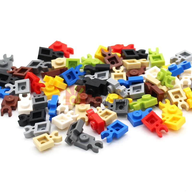 20pcs Moc Plate Modified 1x1 with Open O Clip Thick Vertical Grip DIY Building Bricks Block Compatible with 4085d Assembles