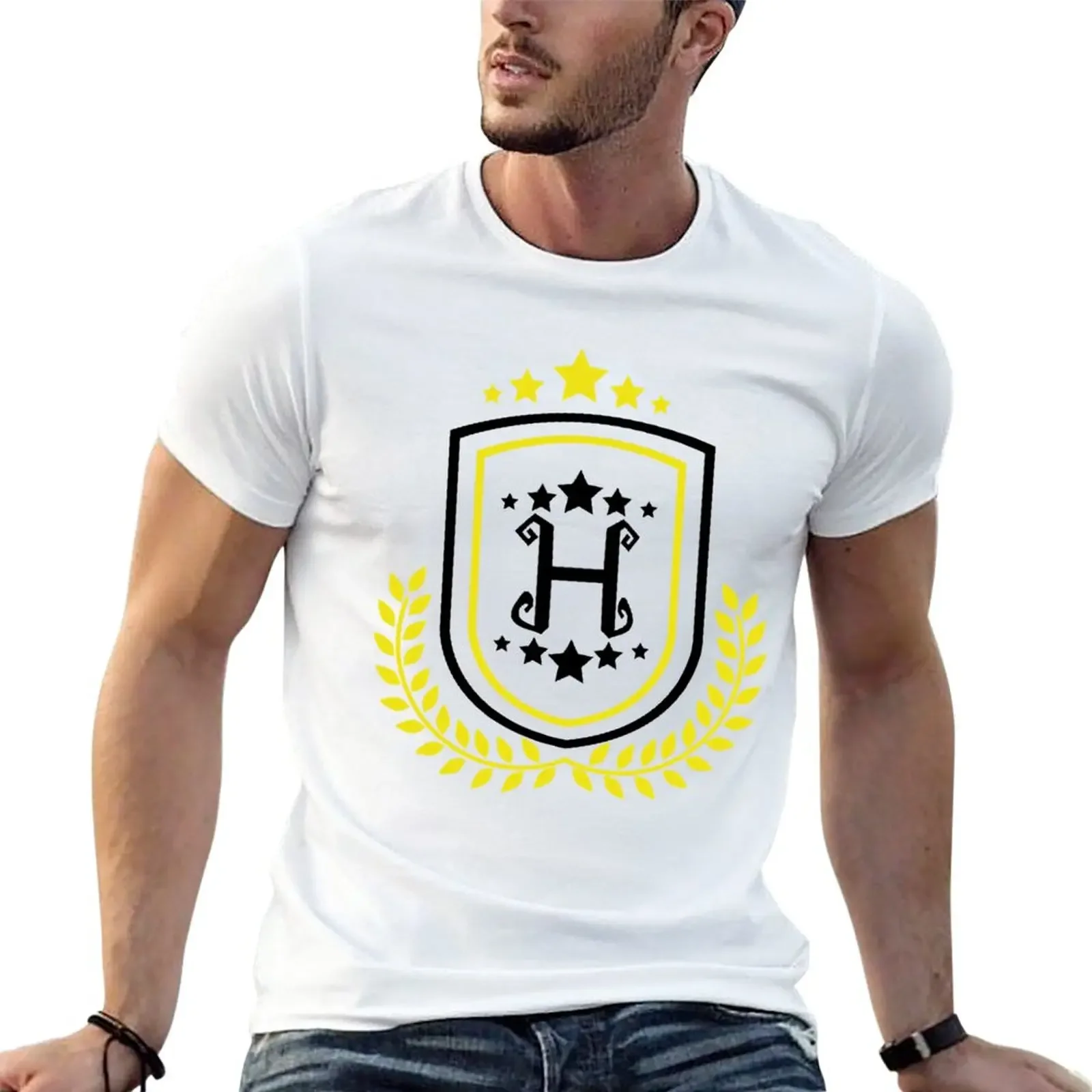 Huffle Badger Star Emblem T-Shirt for a boy sweat vintage clothes anime t shirts clothing for men