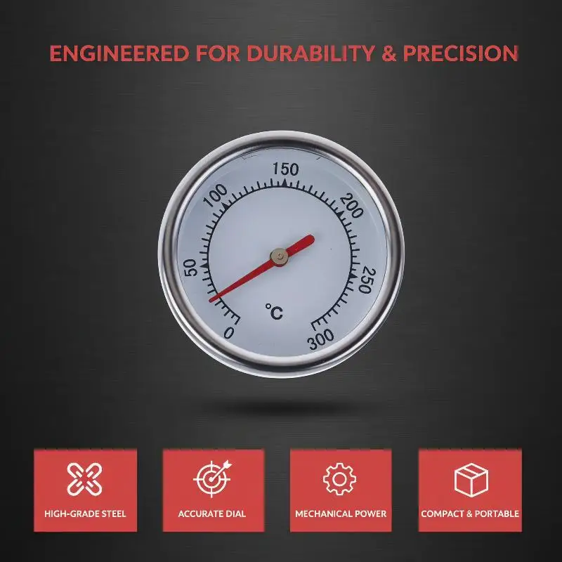 New 1Pcs Stainless Steel Safe Cooker Thermo Meters 0-300℃ 35mm Mini Oven Thermometers BBQ Grill Temperature Gauge Baking Tools