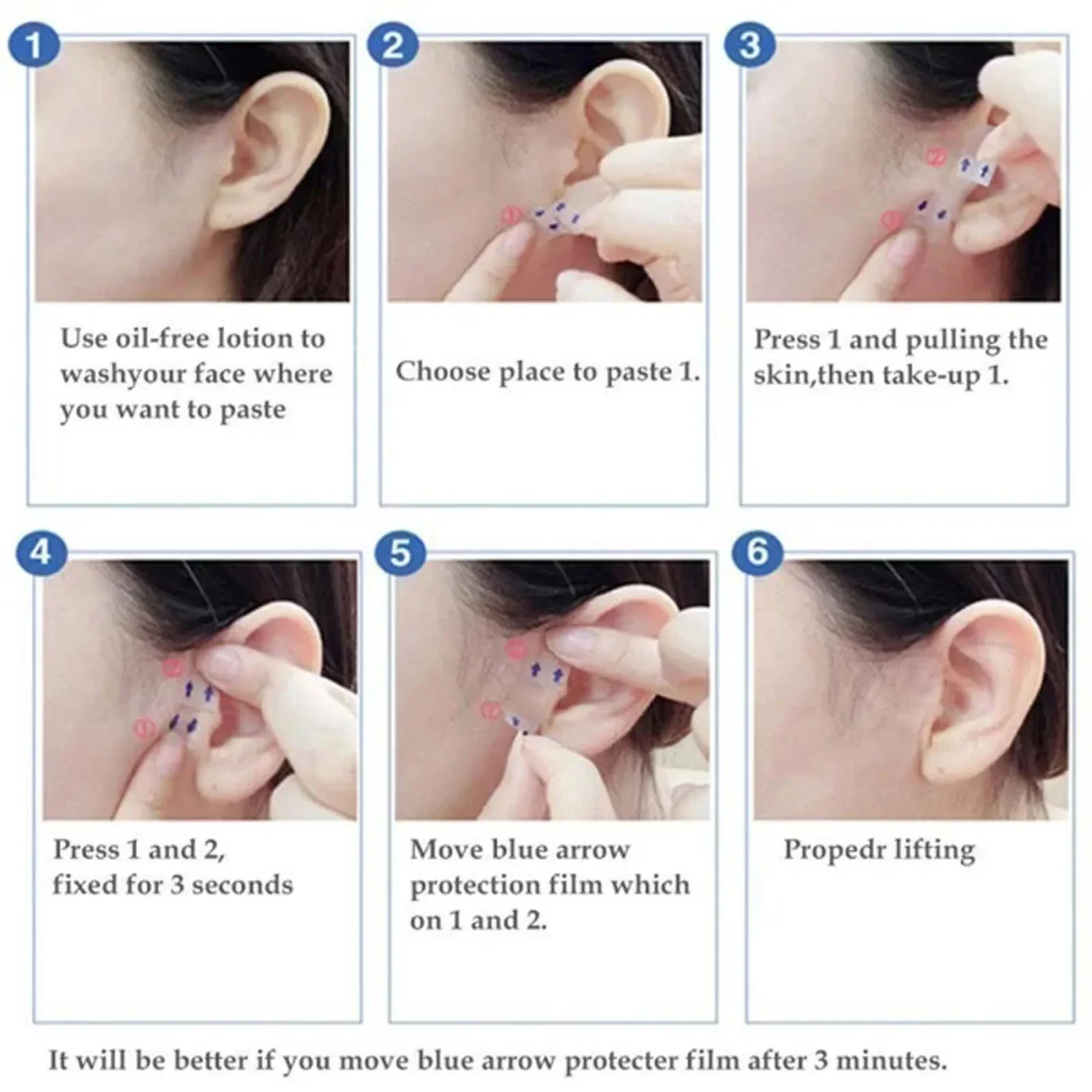 40 Uds pegatinas faciales de elevación parches faciales finos transparentes invisibles herramientas de elevación cinta adhesiva para arrugas faciales en forma de V