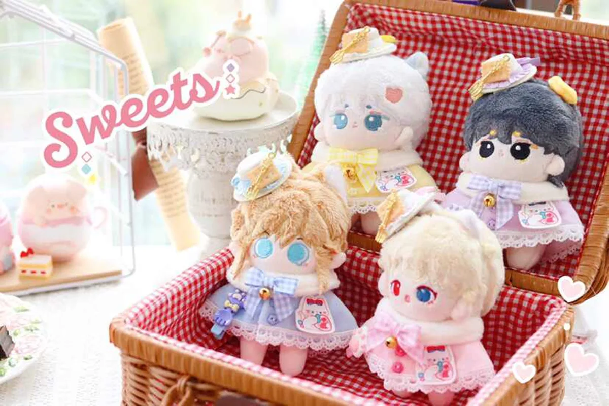 10 cm Puppe Kleidung Dessert Party Kuchen Hut Mantel Nette Kostüm Anzug Gefüllte Plüsch Puppe Zubehör Anime Spielzeug Kinder geschenke