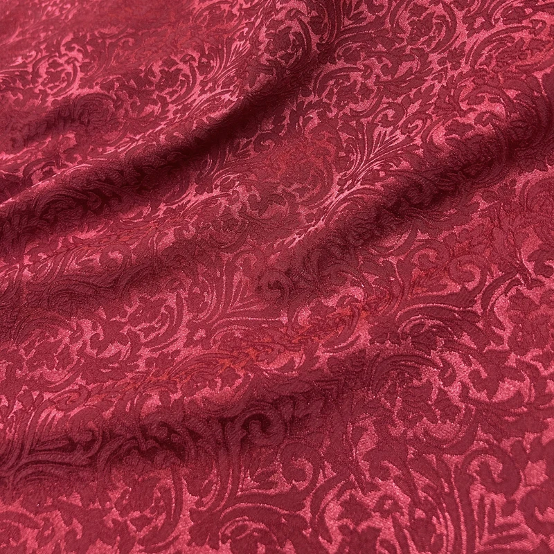 

Burgundy 3D Textured Jacquard Fabric, Dress Brocade Fabric, Luxury Evening Gown Cloth, Suitable For Jacket or Upholstery