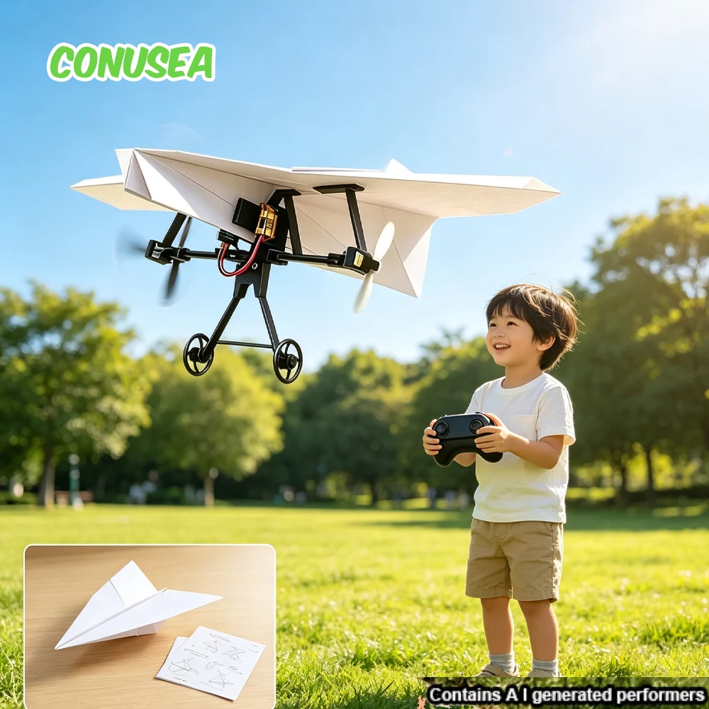 Kids Toys Electric - Remote Control Paper Airplanes DIY RC