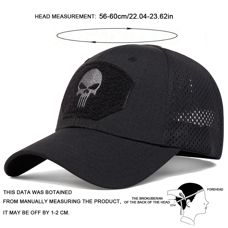 Unisex Skull Embroidery Lable Breathable Baseball Caps Spring and Autumn Outdoor Adjustable Casual Hat Sunscreen Hat