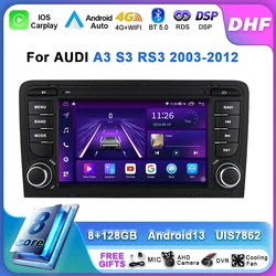 Android 13 Auto Radio for Audi A3 8P 2003-2012 S3 RS3 Carplay Car Radio Multimedia Player GPS 4G HD Auto Touch 4G BT