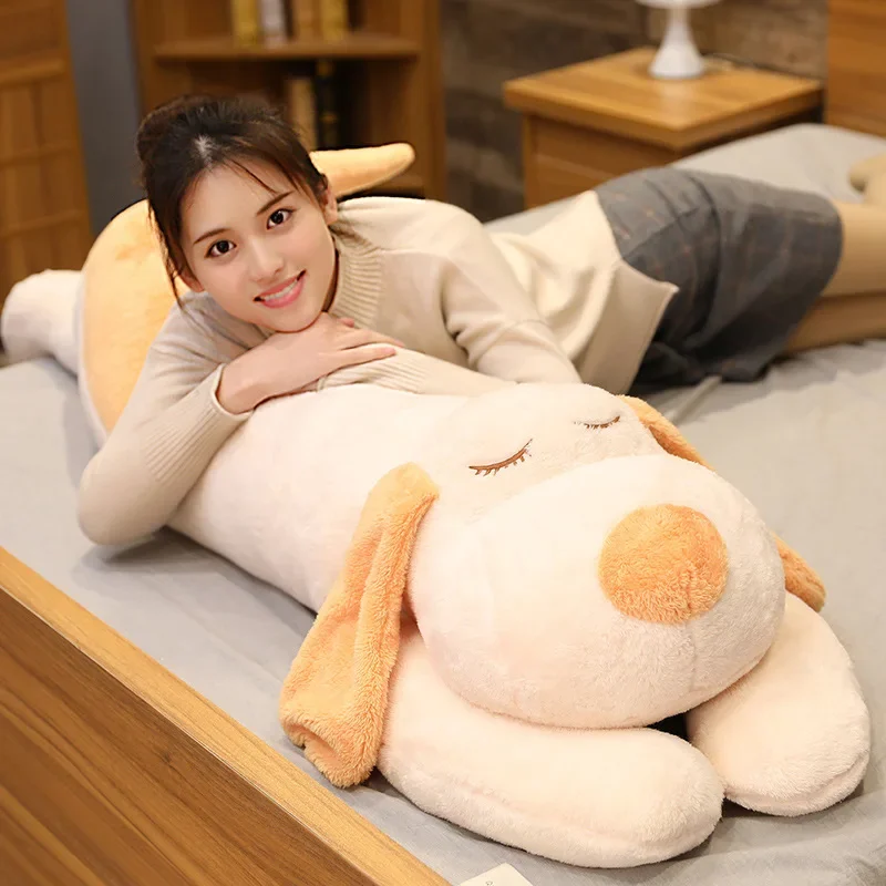 Giant Lovely Soft Down Cotton Dog Plush Pillow Doll Stuffed Pet Doll Baby Long Sleep Pillow Accompany Gift for Girlfriend