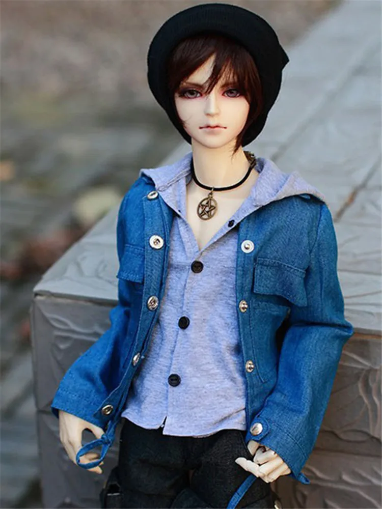 Handsome Jeans Denim Jacket+Grey Shirt 1/3,1/4 MSD SD17 Uncle BJD Doll Clothes  Customized CMB1