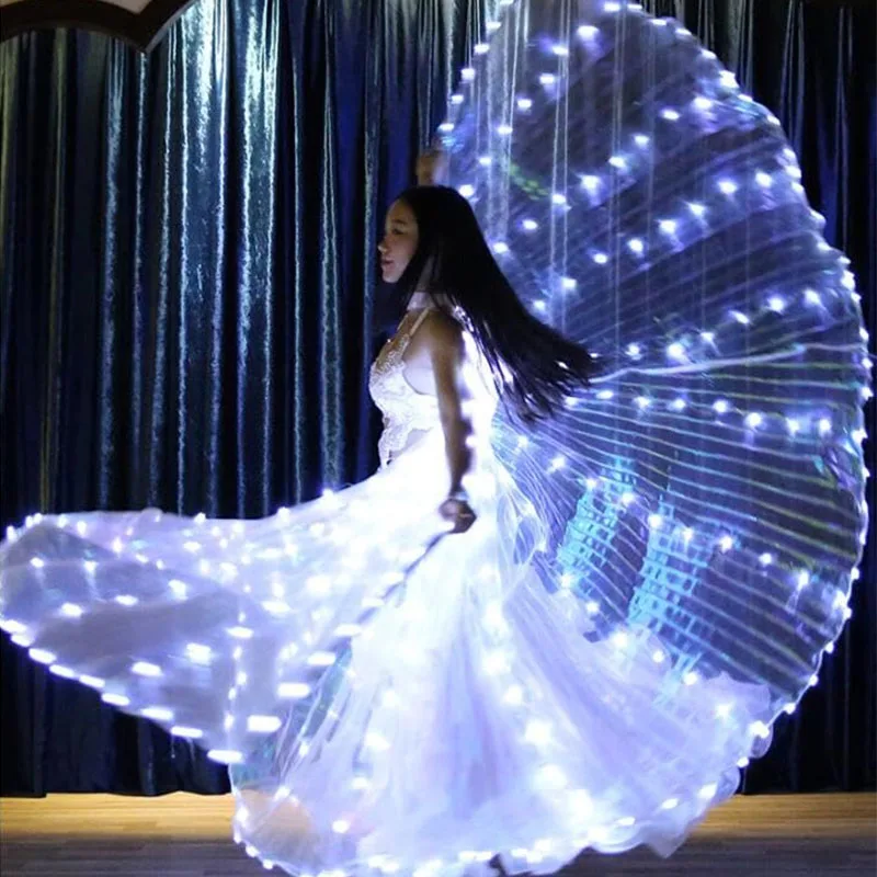 Colorful LED Dance Fairy Belly Dance Butterfly Wings Performance Supplies Fluorescent Wings For Child Adult Dance Wing Costume image 6