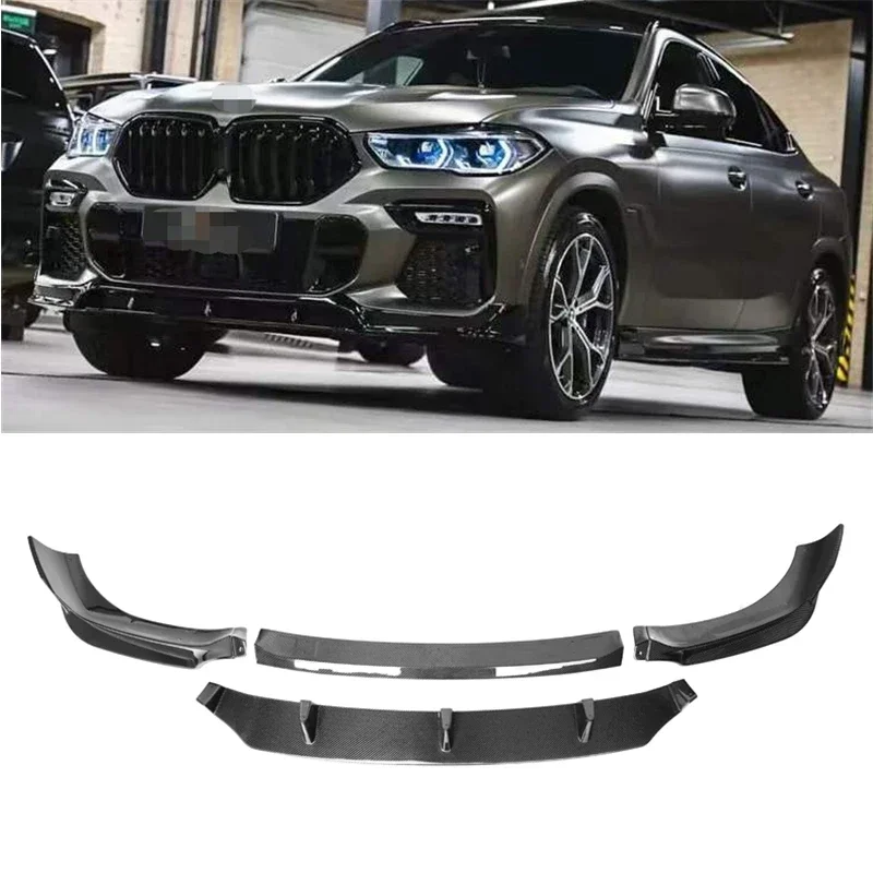 For BMW G06 X6 2019 2020 2021 2022 Carbon Front Bumper Lip Chin Spoiler Front Splitter 2019+ X6 G06 Rear Front Bumper Lip