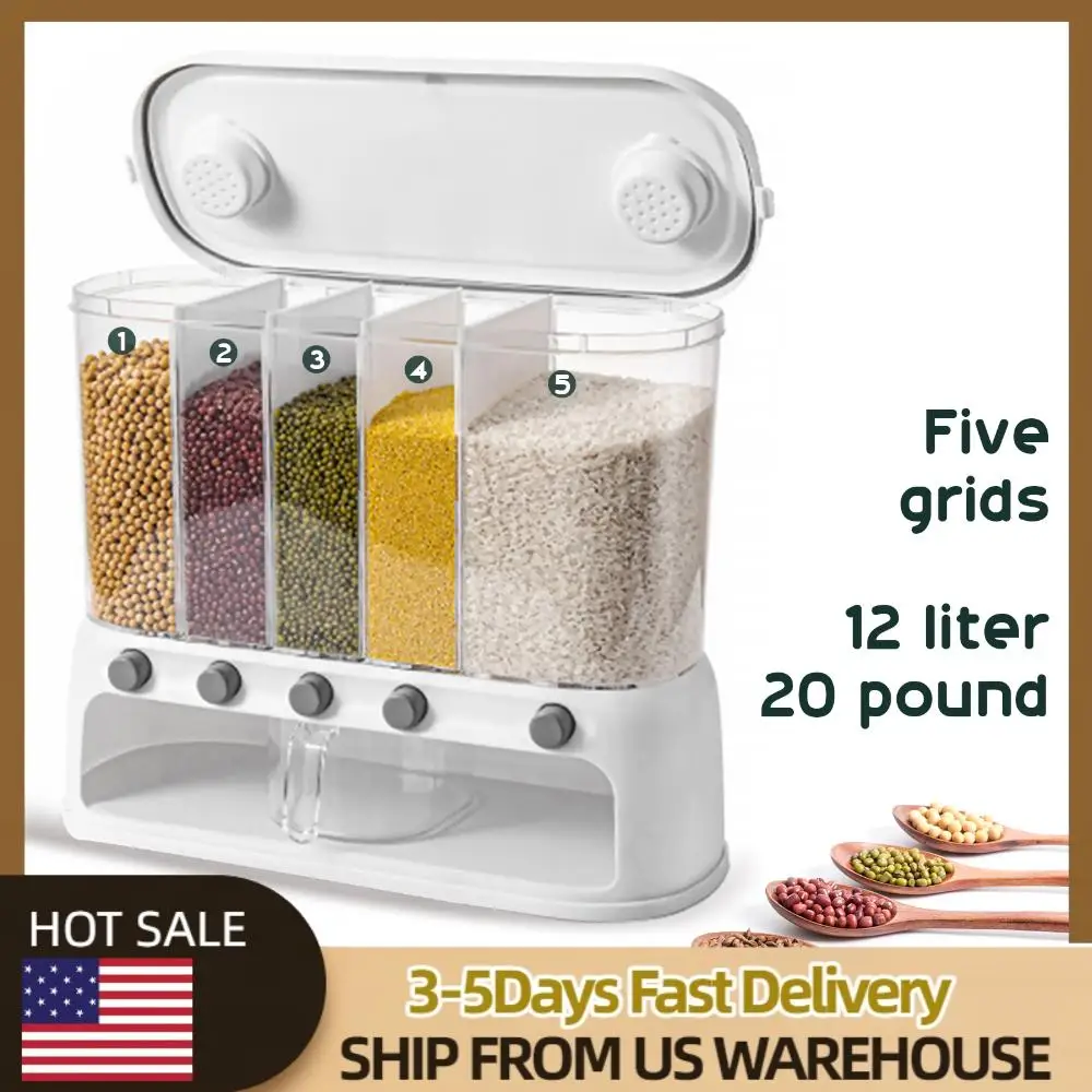 

Контейнер для круп 12 л, влагонепроницаемый диспенсер для зерна, многофункциональный диспенсер для сухих продуктов, вращающийся, для кухни и дома