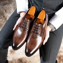 Men Classic Patent Leather Shoes Casual Business Shoes Lace Up Formal Office Work Shoes Men Party Wedding Oxford Shoes