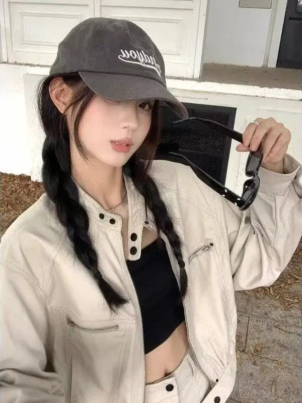 

American Retro Stand Collar Workwear Jaet Women's Autumn Winter New Loose Versatile ort Casual Coat Top