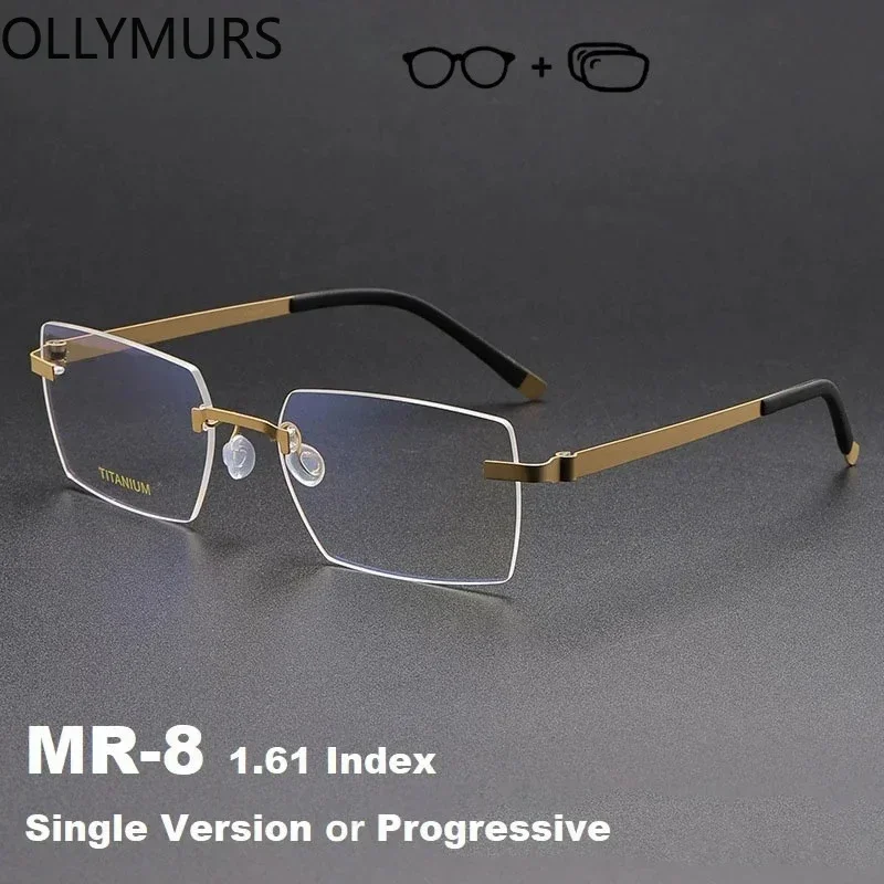 

Ollymurs Rimless Prescription Glasses Men 2025 New Optical Myopia Hyperopia Progressive Eyeglasses Pure Titanium Eyewear