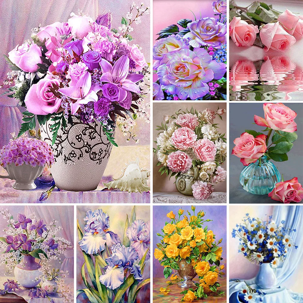 Flowers Landscape Printed Cross-Stitch DIY Embroidery Complete Kit Handicraft Needlework Handmade Craft Sales Package Different