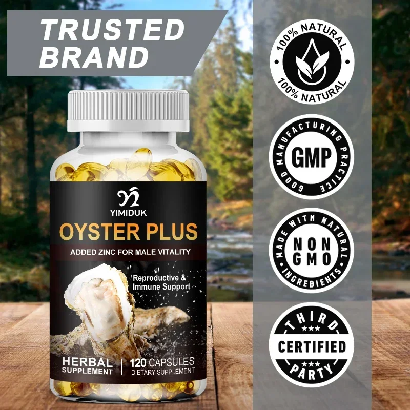Yimiduk Premium Oyster Plus Supplement, for Energy & Immune Boost, Reproductive , Cognitive Function and Focus, Men, Gluten Free