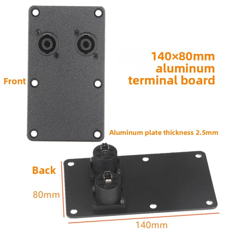 2 stuks aluminium audio-aansluitplaat, dubbele 4-pins XLR-aansluiting, bevestigingsplaat voor luidspreker.