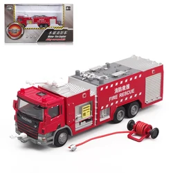 Diecast 1:50 Scale Alloy Water Tank Fire Truck Model Simulation Metal Toy Car Decoration Collectibles Birthday Gift Souvenir