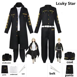 Anime Tokyo Revengers Manjiro Sano Cosplay Kostuum Zwarte Windjack Broek Uniform Draken Halloween Carnaval Kleding