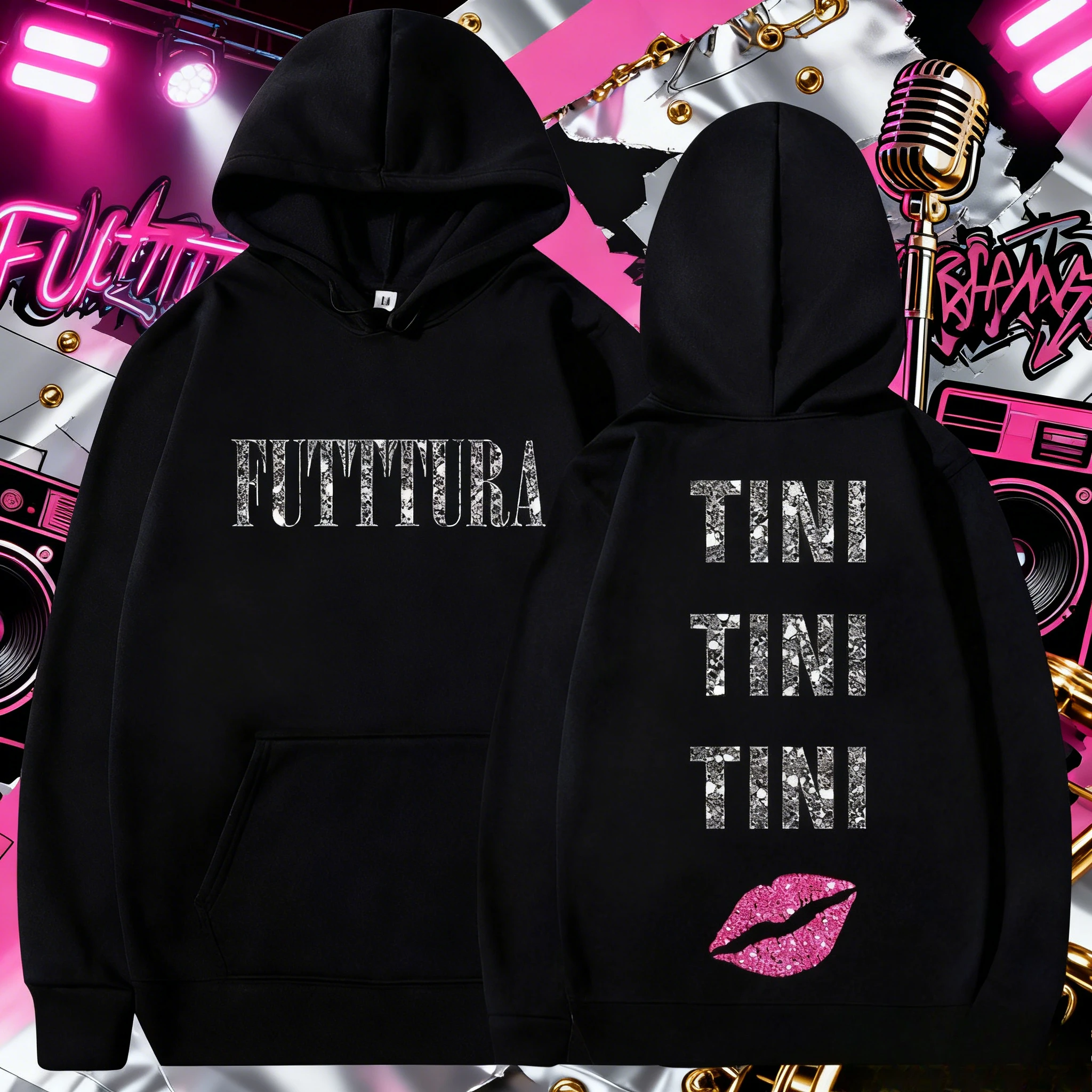 Singer TINI STOESSEL Futura Tour New Men's and Women's Fashion 2025-26 Autumn/winter 100% Pure Cotton Printed Sweatshirt