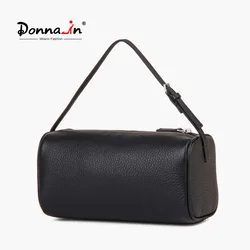 Donna-in Natural Cowhide Handbag for Women Genuine Full Grained Leather Top Handle Bag with Shoulder Strap Lining Sheepskin