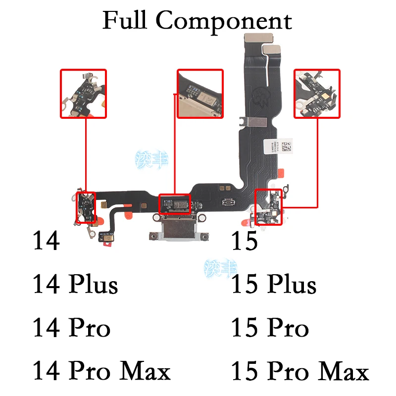 

USB Port Charger Flex for IPhone 14 15 + Plus Pro Max Dock Charging Board Module Dock Connector Mic Cable