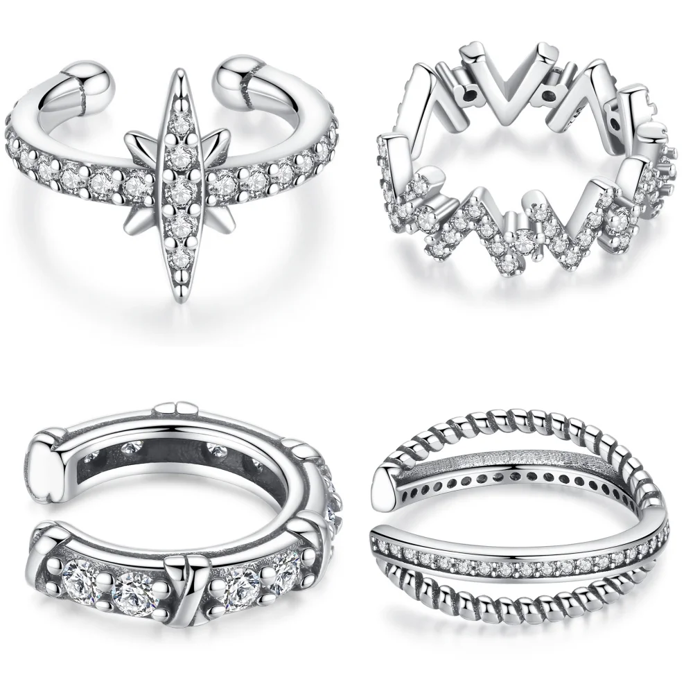 925 Sterling Silber geometrische minimalist ische Serie Clip Ohrringe für Frauen Ohr manschette ohne Piercing Mädchen Schmuck