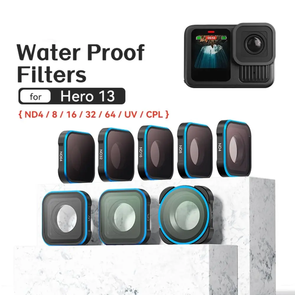 مرشحات عدسة مقاومة للماء الزجاج البصري CPL UV ND مجموعة مرشحات ND 4 8 16 32 64 واقية ل Gopro 13 12 11 11mini 10 9