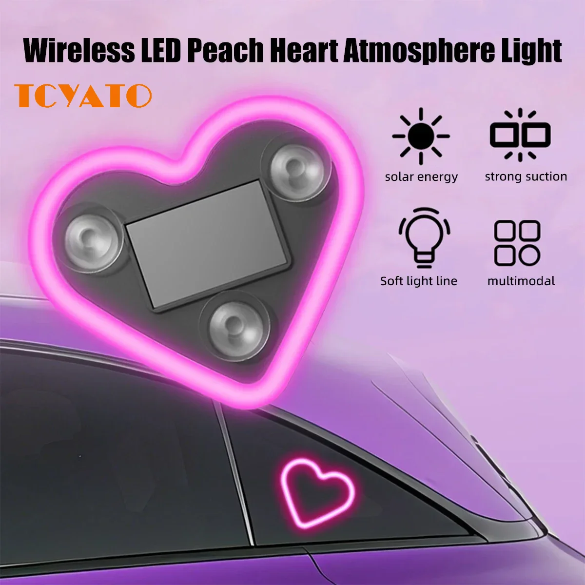 TCYATO Emitting Sweet Heart Atmosphere Light Wiring For Car triangle window interior Motor Decoration Modification Neon Lamp