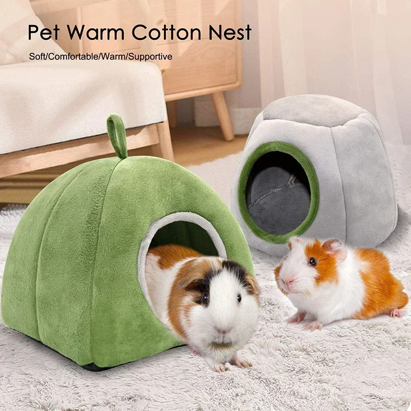 Hamster House Guinea Pig Cage Hamster Cotton House Small Animal Nest Winter Warm Pet Bed For Rodent/Guinea Pig/Rat/Hedgehog