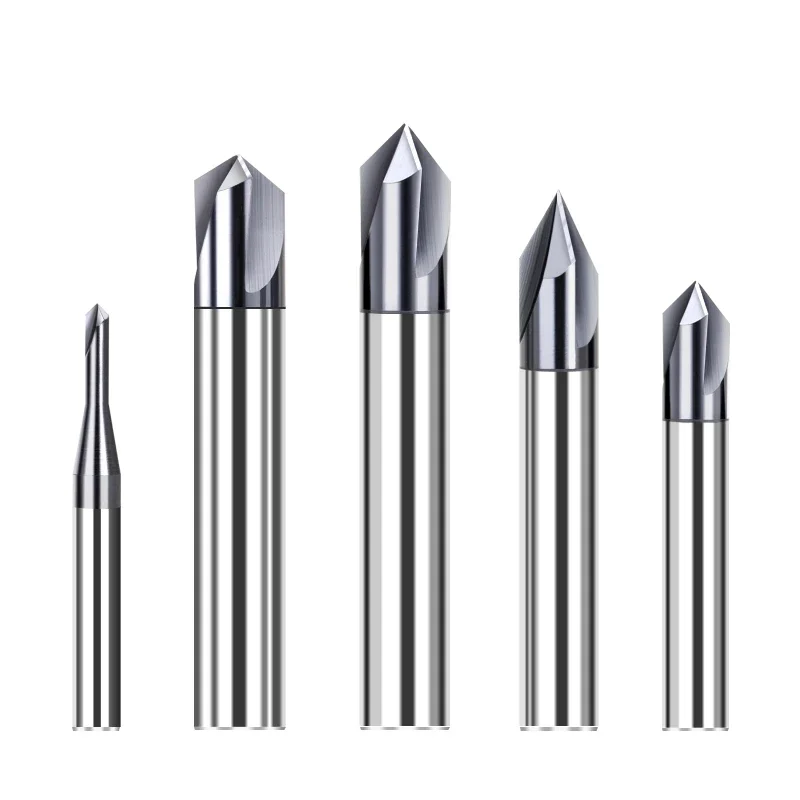 Chamfer End Mill for Caving V Groove Router Bit 60 90 120 Degree 2-12mm Carbide V Bits Engraving Milling Cutter 3 Flutes