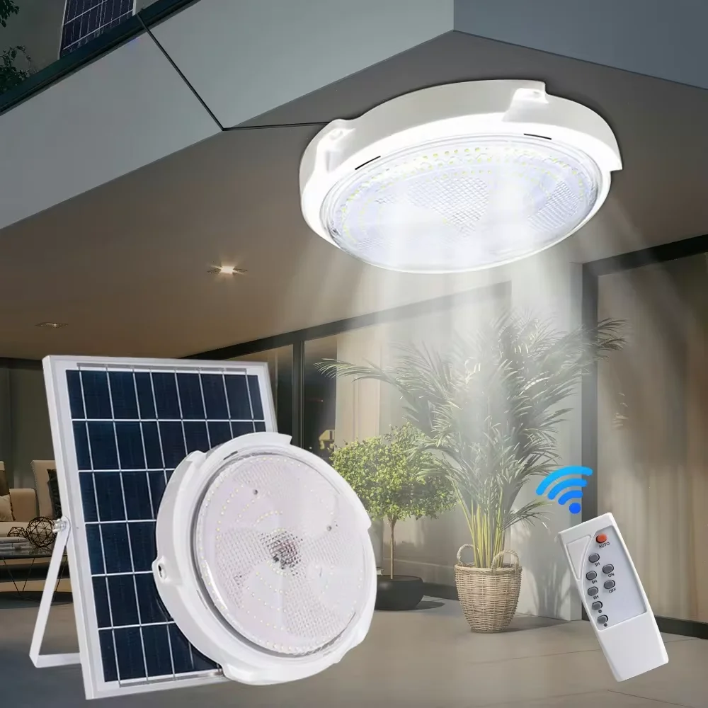 60W-500W LED Solar Ceiling Light Pendant Light Outdoor Indoor Solar-Power Lamp with Line Corridor Light for Garden Decoration