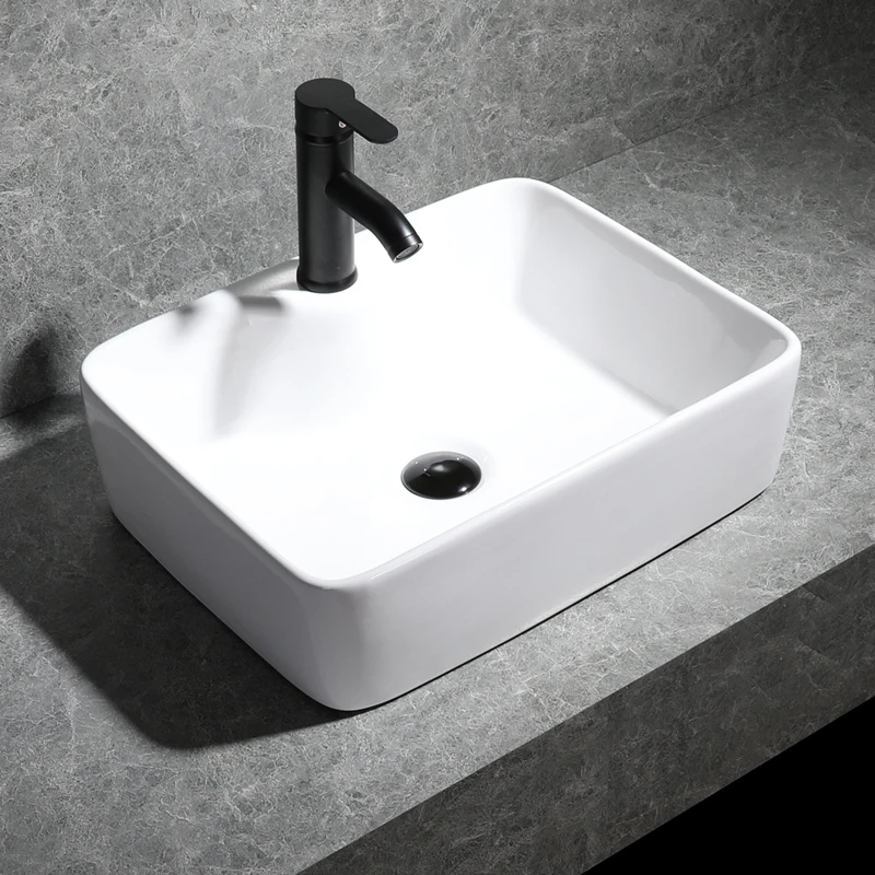

Household small apartment bathroom washbasin Nordic balcony washbasin basin rectangular washbasin modern and simple