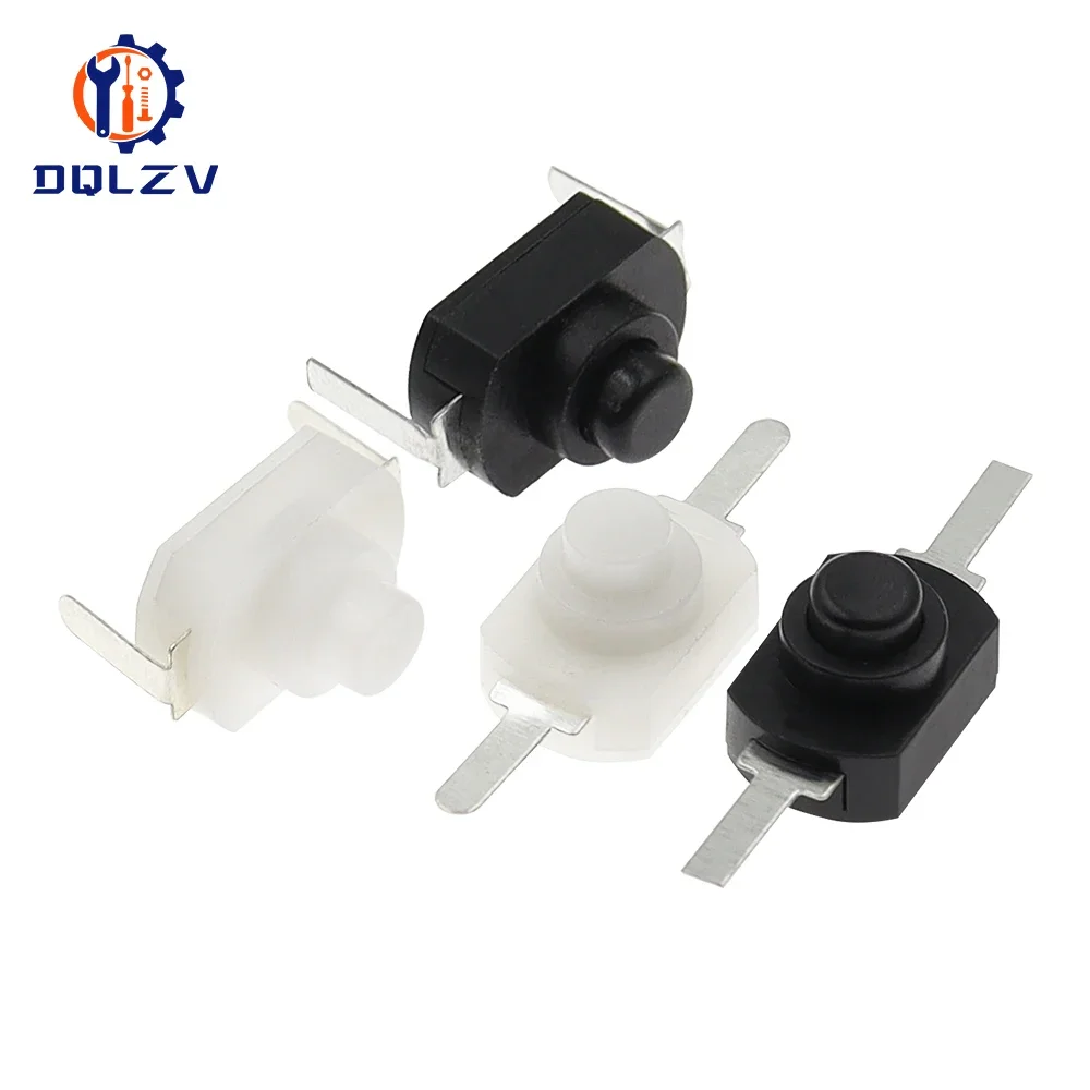 Interruptor de linterna de 12x8MM, Mini interruptor de botón de encendido y apagado, 1208YD, autobloqueo para antorcha eléctrica, CC 30V, 1A, negro