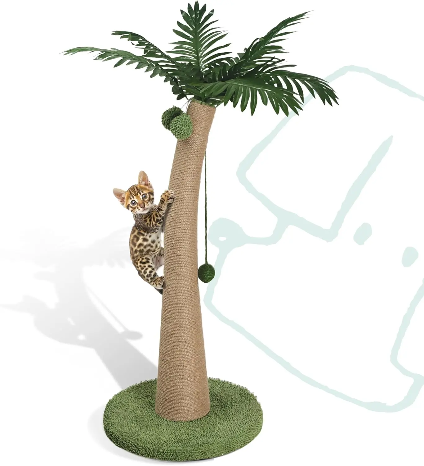 

Cat Scratching Post 33 Inch with Hanging Balls, Cat Scratcher for Indoor Kittens, Ultra Stable Base, Paw-Friendly Jute M