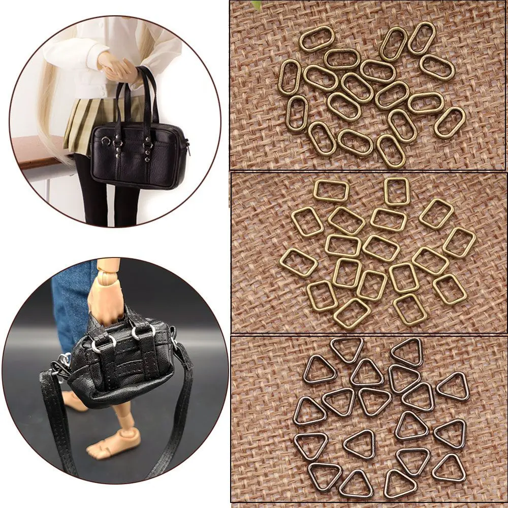 20pcs 4mm Accessories Mini Ultra-small Square/Triangle Buttons Luggage Hardware  Bag Buckle Diy Dolls Bag