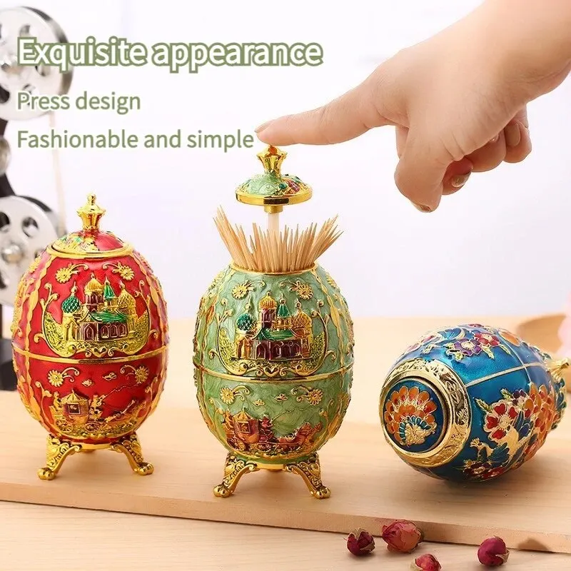 Convenient Fashion Metal Retro Toothpick Holder Toothpick Holder European Automatic Toothpick Holder Home Storage Decoration