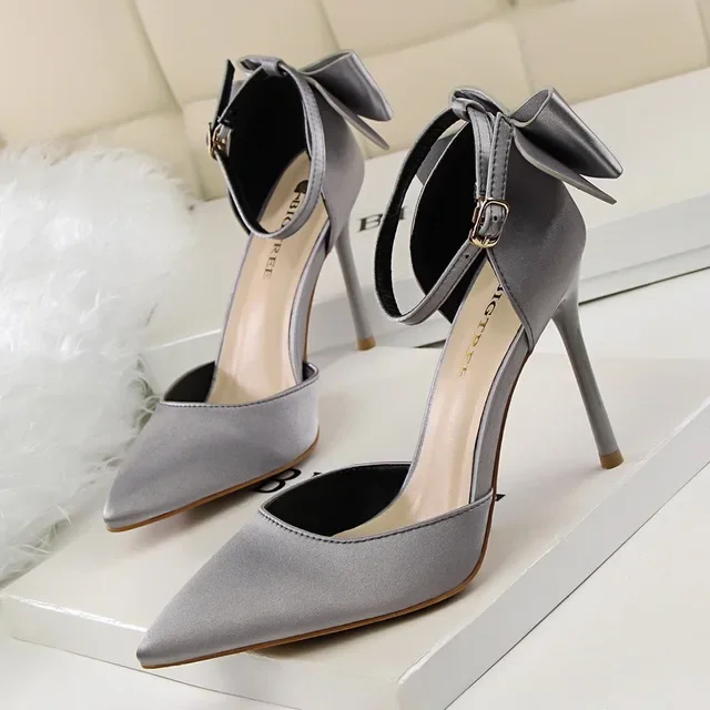 BIGTREE Spring Design Lady Pink High Heels Bow Tie Women Pumps Sexy Pointed Toe Dress Party Shoes Footwear Size 34-43