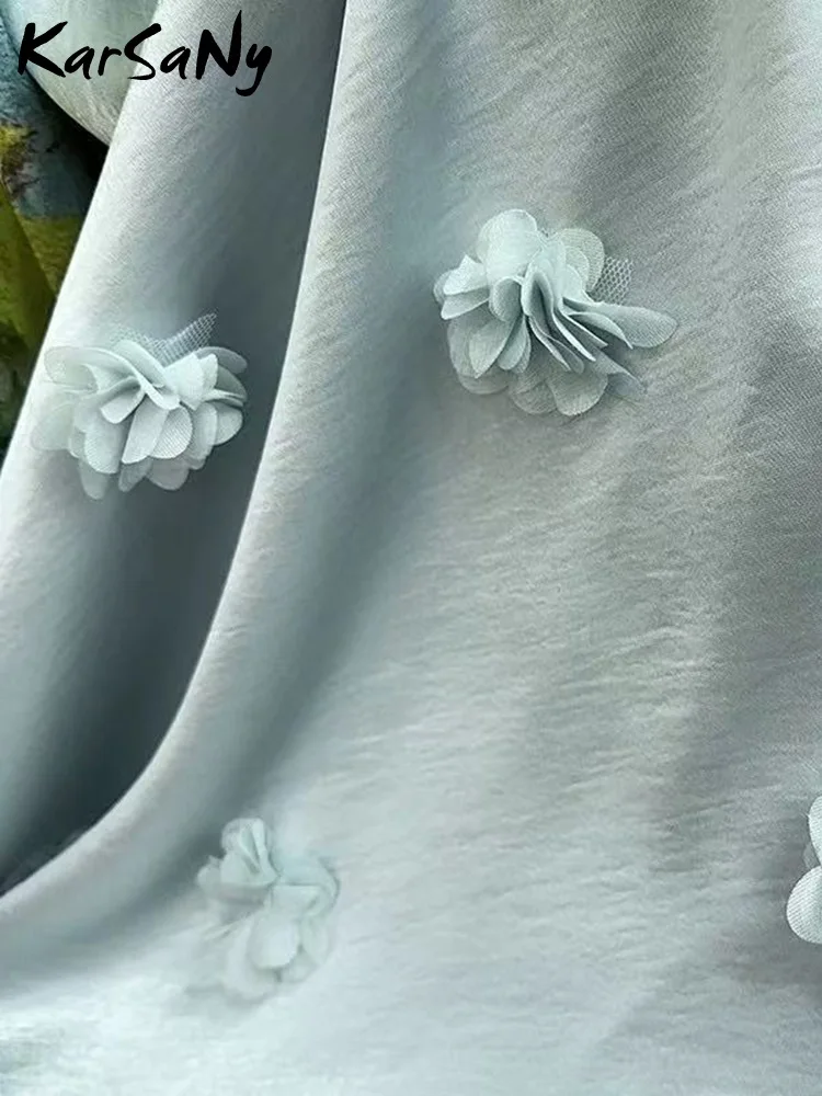 Elegant Summer Satin Midi Skirt with Floral Design for Women