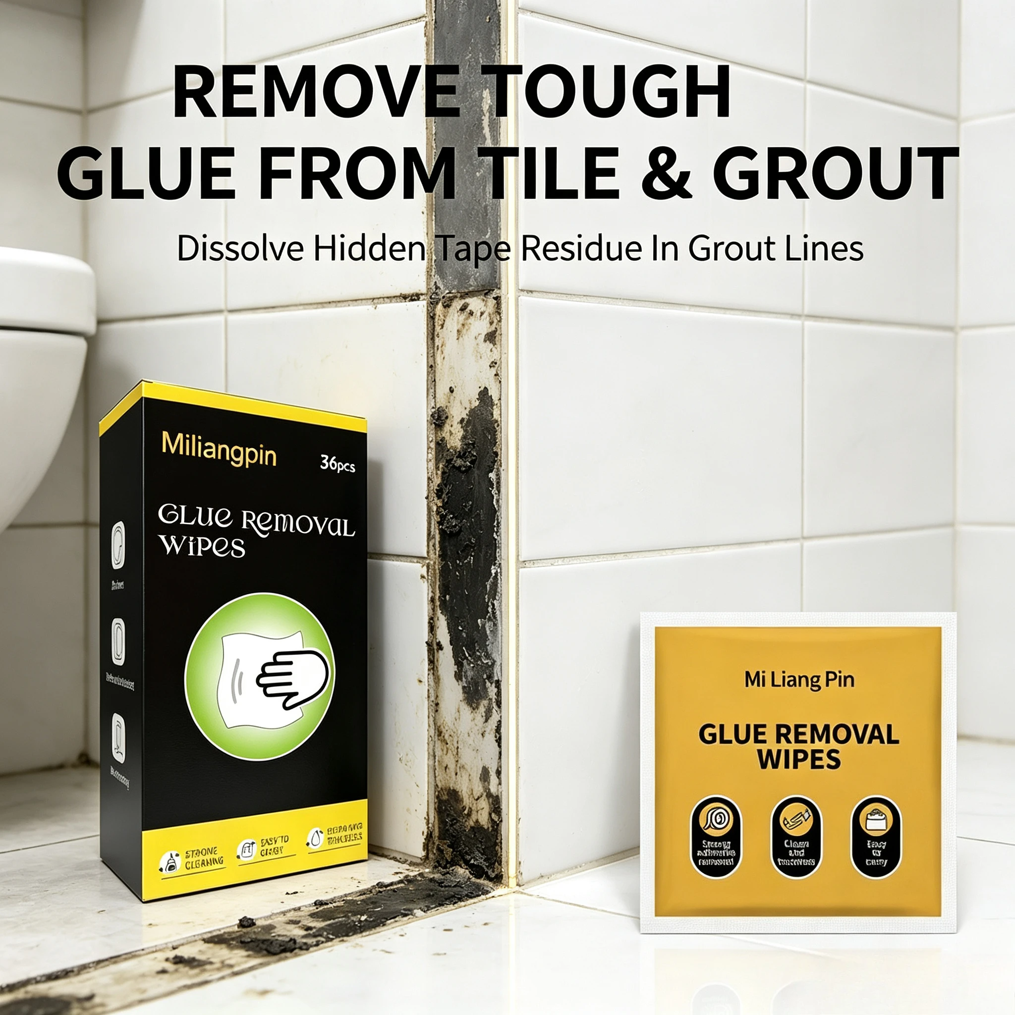 Adhesive Tape Residue Remover Wipes, Easily Remove Adhesive Stains, Individually Wrapped for Easy Carrying.
