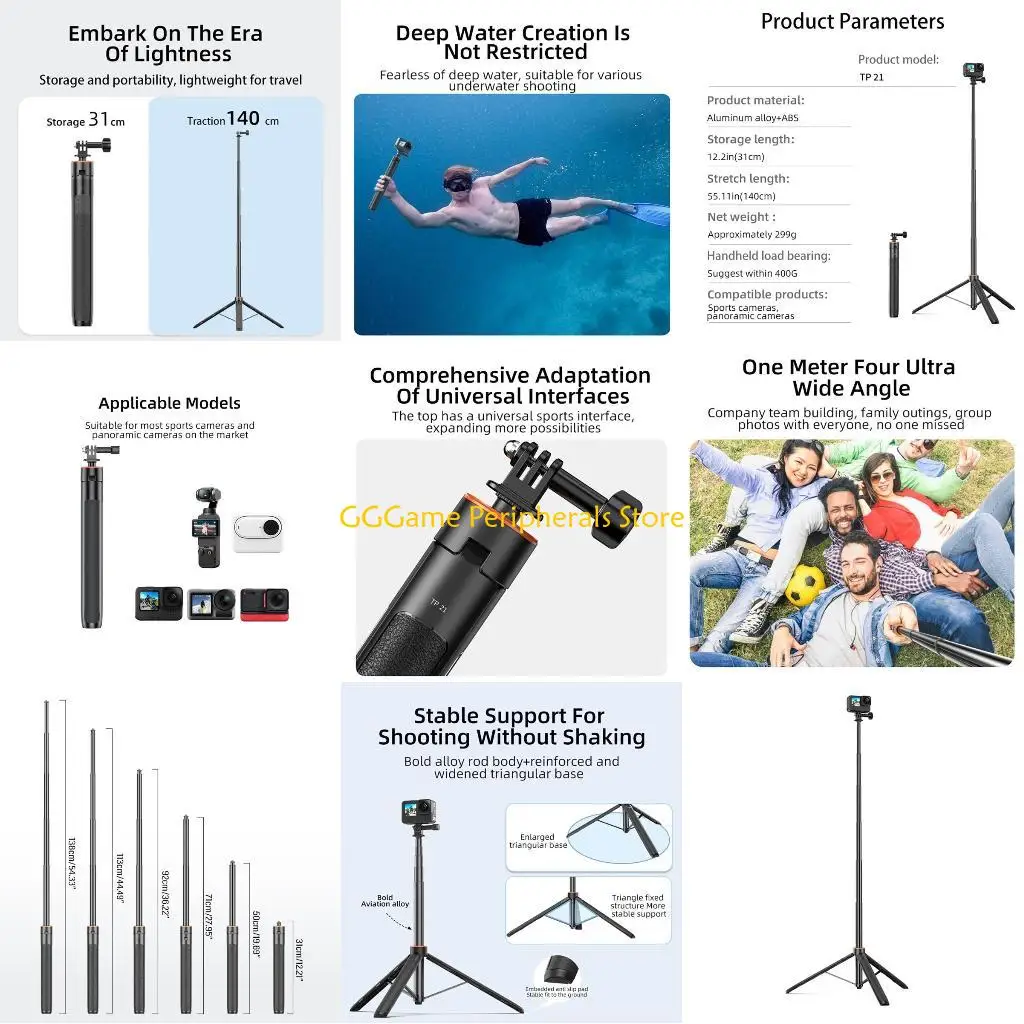 

U55B Telescopic Selfies for Pocket 3 Camera Phone Clip Flexible Easy to Handle