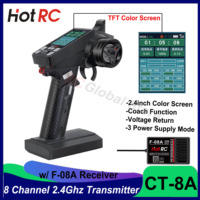 HOTRC CT-8A 8 Channel Remote Controller 300m 2.4GHz FHSS 8CH Radio Transmitter with Receiver F-08A for RC Car Buggy Boat Tank