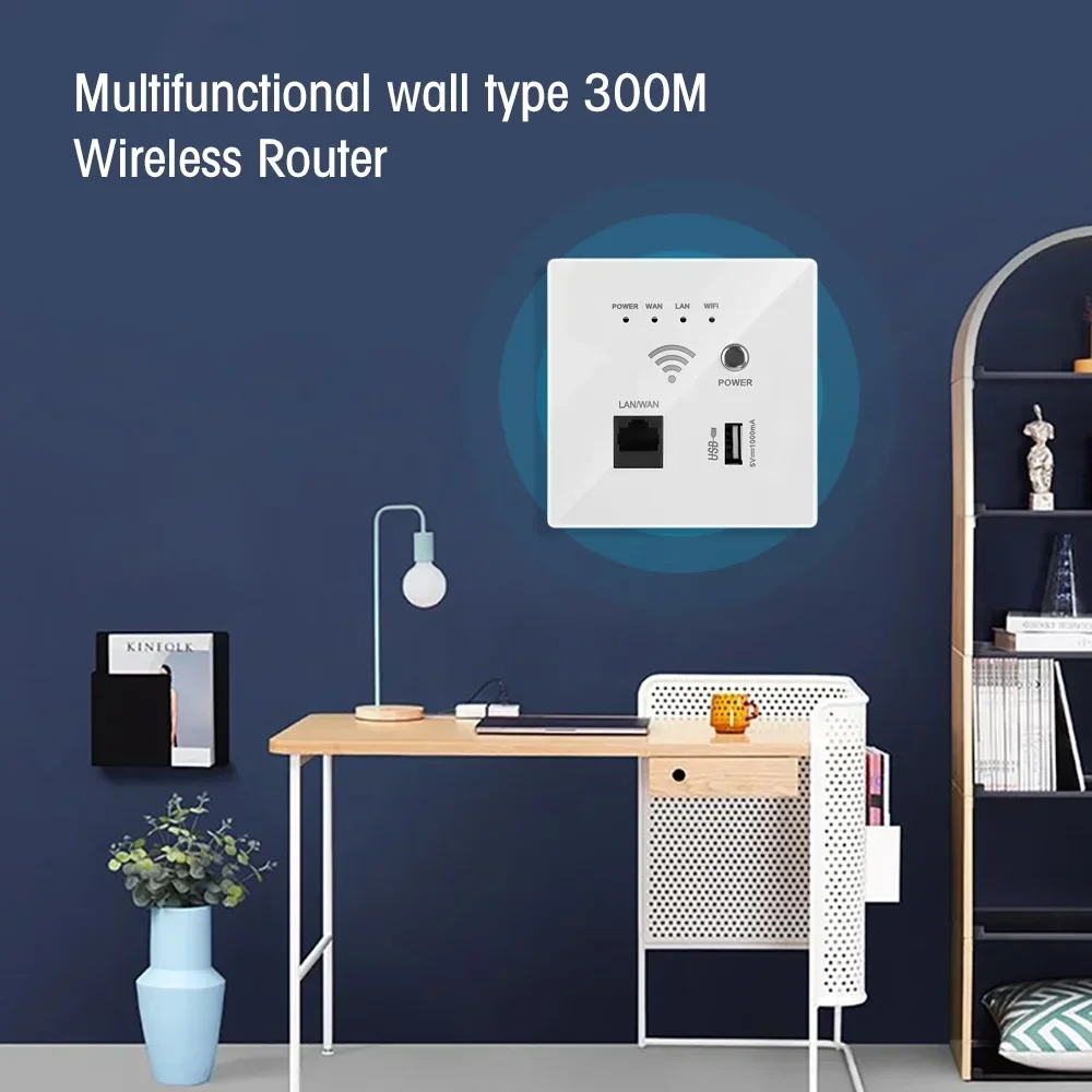 220V Power AP Relais Smart Wireless 300Mbps WIFI Repeater Extender Wand Embedded 2,4Ghz Router Panel USB Buchse rj45